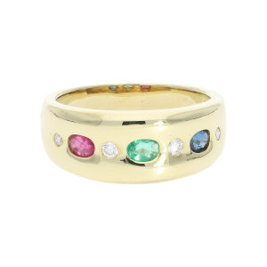 Goldring 585 Edelsteine Rubin, Saphir, Smaragd, Brillant...