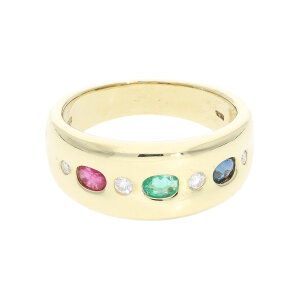 Goldring 585 Edelsteine Rubin, Saphir, Smaragd, Brillant...