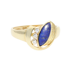 Damen Ring Gold 375 Lapislazuli synt. Zirkonia Second...