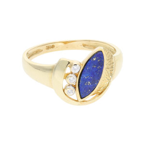 Damen Ring Gold 375 Lapislazuli synt. Zirkonia Second...