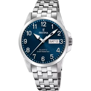 Festina Herrenuhr Klassik F20357/C Edelstahl Blau