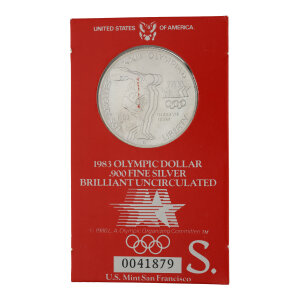 Silbermünze Olympic Dollar 900 Fine Silver Brilliant...