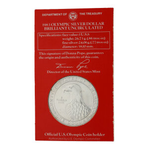 Silbermünze Olympic Dollar 900 Fine Silver Brilliant...