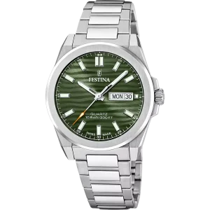 Festina Herrenuhr Swiss made F20073/4 Edelstahl, Grün
