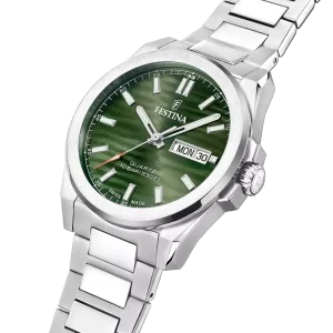Festina Herrenuhr Swiss made F20073/4 Edelstahl, Grün