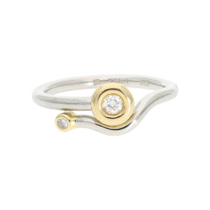 Designer Ring Platin 950 und Gold 750 Brillant Second...