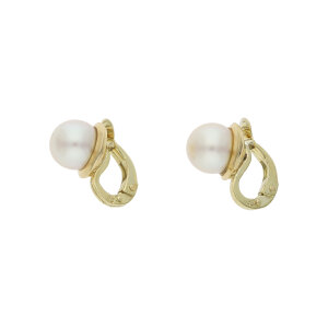 Ohrlips Gold 585 Akoya Perlen Second Hand 25326357...