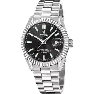 Festina Herrenuhr Swiss made F20084/D Edelstahl, Schwarz
