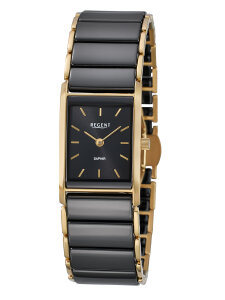 Regent Damenuhr F-1584 Edelstahl, Gold plattiert,...