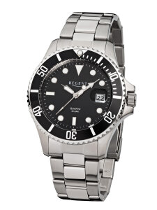 Regent Uhr Herren F-371 Edelstahl, Schwarz