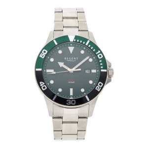 Regent Herrenuhr F-1544 Edelstahl, Solar, Grün
