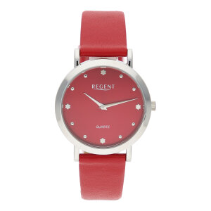 Regent Damenarmbanduhr Quarz BA-751 rot, silberfarben