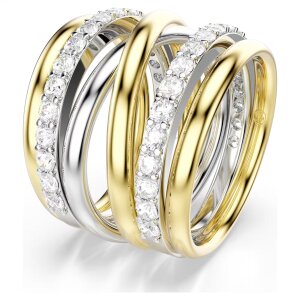 Swarovski Ring Set Hyperbola Cocktailring 5740413 Rundschliff, Weiß, Metallmix, Größe 52