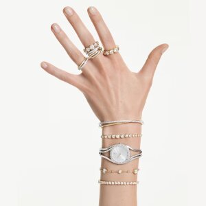 Swarovski Ring Set Hyperbola Cocktailring 5740413 Rundschliff, Weiß, Metallmix, Größe 52