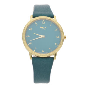 Boccia Uhr Damen 3381-02 Titan, Gold plattiert, Leder,...