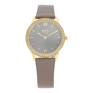 Boccia Uhr Damen 3382-03 Titan, Leder, Gold plattiert,...