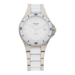 Boccia Uhr Unisex 3384-01 Titan, Keramik, Weiß