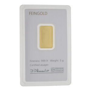 Degussa Goldbarren 999 Feingold 5 Gramm GB-GP-5.00G-DEG-EGS