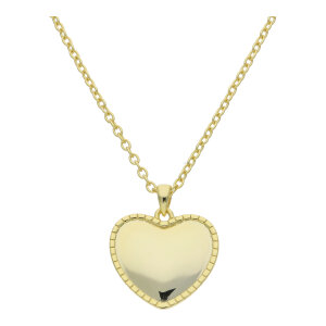 Collier mit Herz Anhänger Silber 925 Gold plattiert...