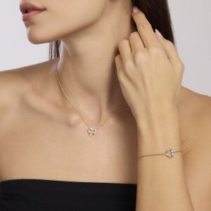Mabina Collier 925 Goldplattiert 553682 Herz, Bunt
