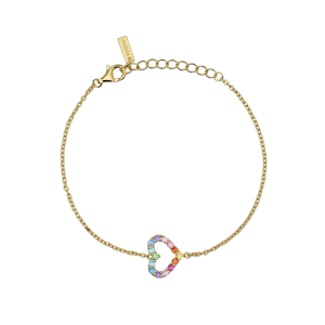 Mabina Silberarmband 925 Vergoldet mit Herz mehrfarbigen...