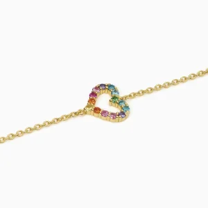 Mabina Silberarmband 925 Vergoldet mit Herz mehrfarbigen...
