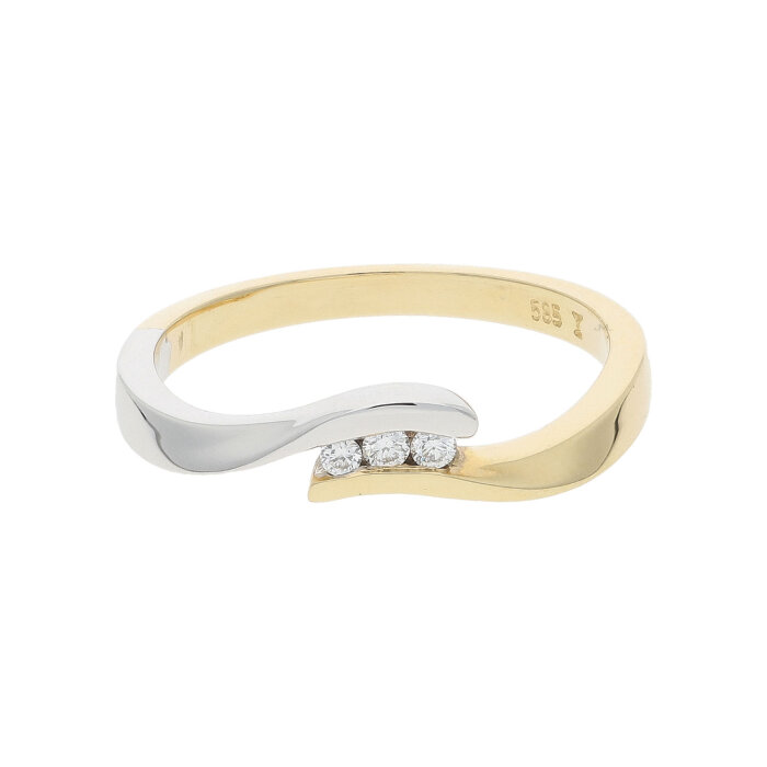 JuwelmaLux Ring 585/000 (14 Karat) Gold- und Weißgold mit Brillant 0,05 ct. JL10-07-0420