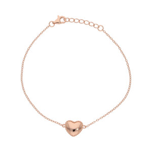 Armband Silber 925 Roségold plattiert Herz...