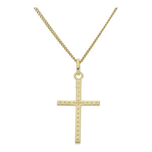 Kreuz Anhänger Silber 925 Gold plattiert Zirkonia...