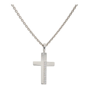 Kreuz Anhänger Silber 925 Zirkonia strukturiert...