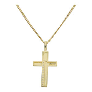 Kreuz Anhänger Silber 925 Gold plattiert Zirkonia...