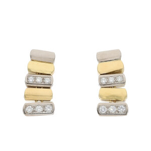 Damen Ohrstecker lang 750 Weiß-Gelbgold ca. 0,27ct...