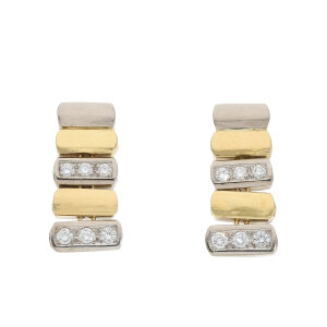 Damen Ohrstecker lang 750 Weiß-Gelbgold ca. 0,27ct...