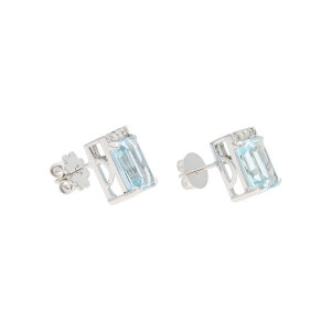 Aquamarin Ohrstecker mit Diamanten Weißgold 585...