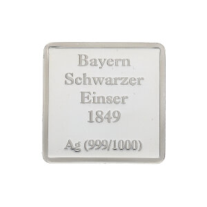 Silberbarren 999 Feingold Bayern Schwarzer Einser 1849...