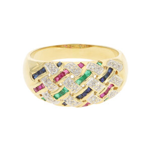Damenring Gold 585 Edelsteine Rubin, Saphir, Smaragd,...