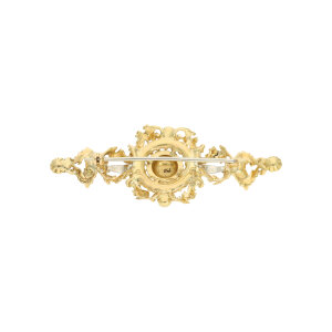 Gold Brosche 750 Vintage Email, Perlen Second Hand...