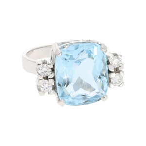 Aquamarin Ring Unikat Handarbeit Weißgold 585...