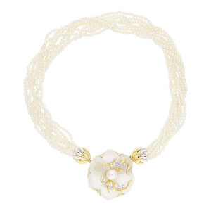 Modeschmuck Perlenkette vergoldete Schließe und...