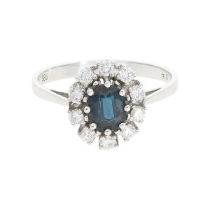 Cocktail Ring Saphir Brillanten Weißgold 585 Second...