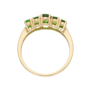 Damenring mit grünen Edelsteinen Chromdiopsid Gold...