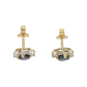 Saphir Ohrstecker Diamanten Gold 750 Second Hand 25326438...
