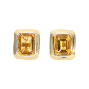 Citrin Ohrstecker Gold 585 (14 Karat) massiv Second Hand...