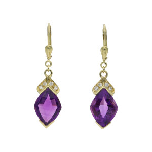 Goldene Ohrhänger Amethyst Brillanten Gold 585...