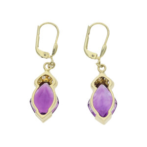 Goldene Ohrhänger Amethyst Brillanten Gold 585...