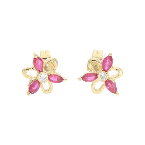 Ohrstecker Damen Rubin Diamant Gold 585 Second Hand...