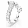 Swarovski Matrix Ring 5705763 Verschiedene Schliffe, Weiß, Rhodiniert, Größe 58