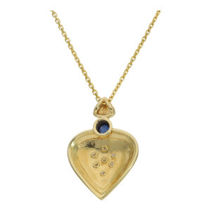 Anhänger Damen Herz Saphir Diamant Gold 585 Second...