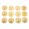 Münzsammlung "Die Schönsten Farb-ECUs" Komplettset 12 Münzen Kupfer-Nickel vergoldet, farbemailliert Bayerisches Münzkontor KNM-PP-384G-DSF-MS