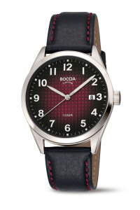 Boccia Herren Uhr 3682-03 Tital, Leder, Schwarz, Rot